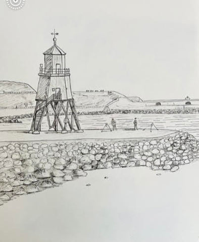 Herd Groyne pen and ink drawing.